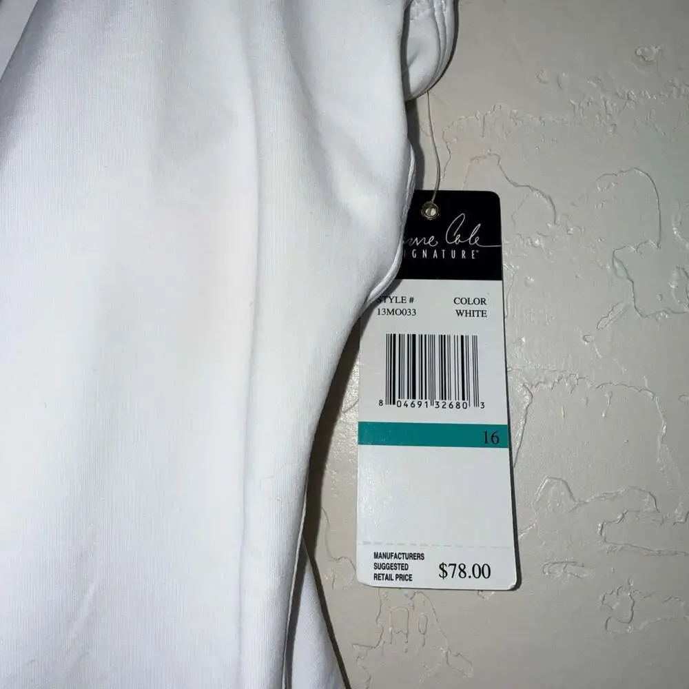 NWT Anne Cole Signature White One-Piece Swimsuit Size 16